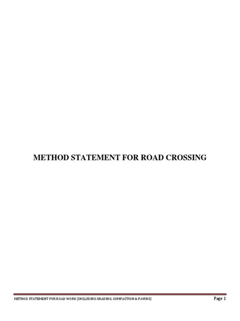 Road Crossing Method Statement