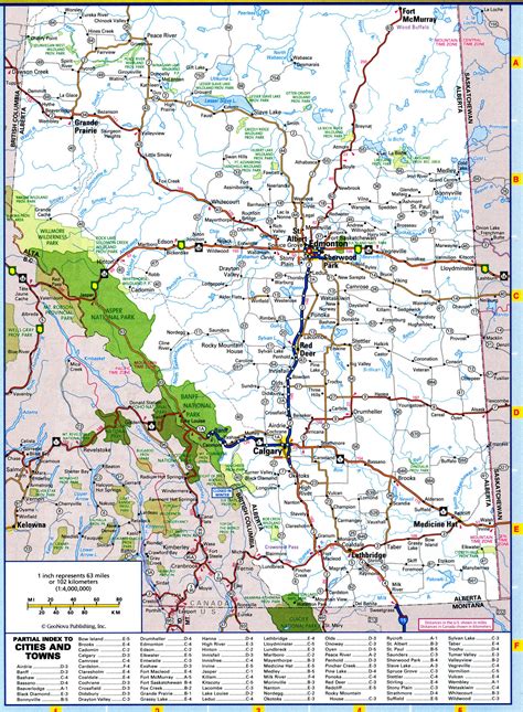 Road Map Of Alberta Canada