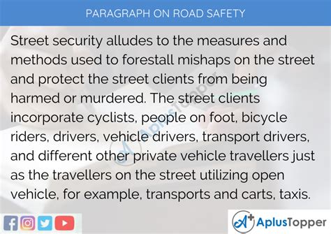 Road Safety Paragraph