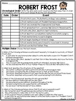 robert frost mini biography worksheet