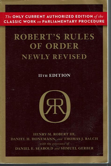 Read Roberts Rules Of Order Newly Revised 11Th Edition 