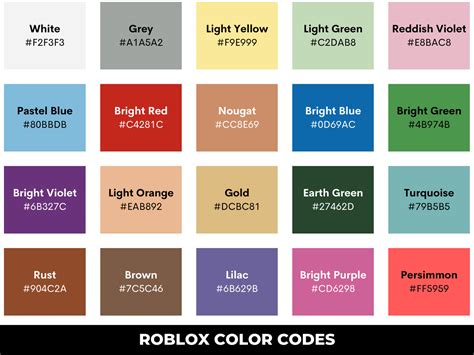 roblox color codes