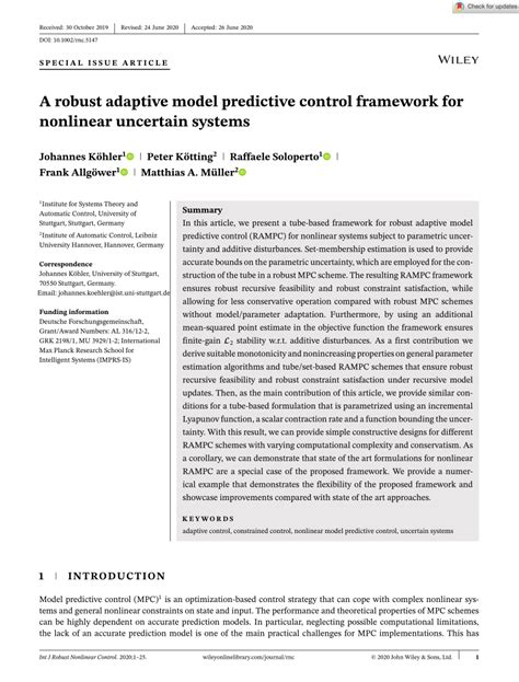 Read Robust And Adaptive Model Predictive Control Of Nonlinear Systems Control Engineering 