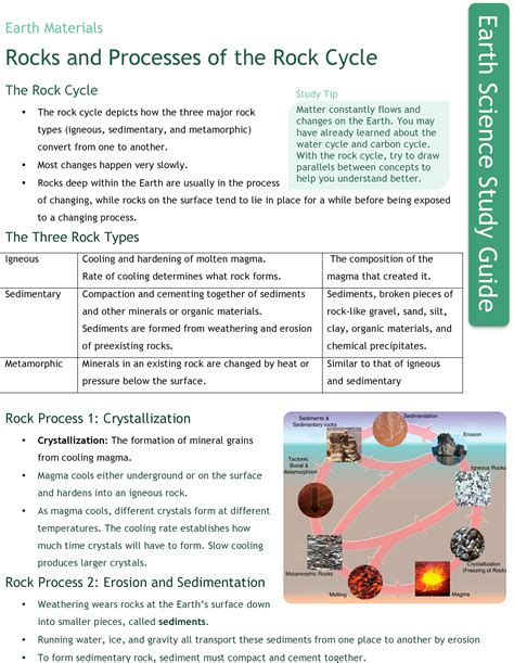 Rock Cycle Worksheet Middle School