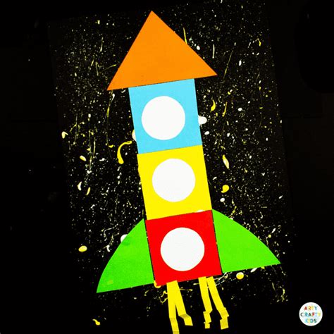 Rocket Made With Shapes Craft Free Template Simple Rocket Activities For Kindergarten - Rocket Activities For Kindergarten