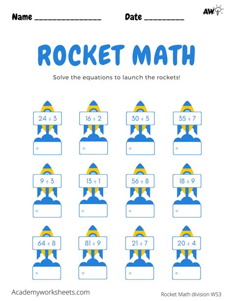 Rocket Math Worksheets Division Academy Worksheets Rocket Math Sheet - Rocket Math Sheet