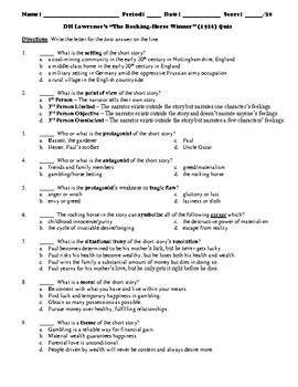 rocking horse winner multiple choice questions