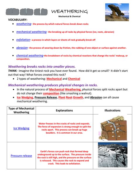 Rocks And Weathering Worksheet Answer Key   Pdf Mechanical Weathering Chemical Weathering Frontier Central School - Rocks And Weathering Worksheet Answer Key