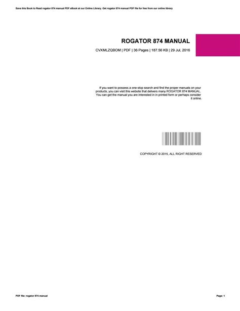 rogator 874 manual