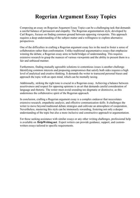 Download Rogerian Argument Topics For A Paper 