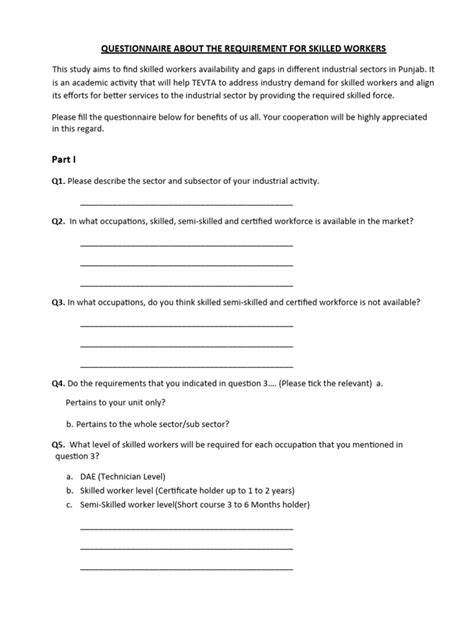 Role Requirement Questionaire