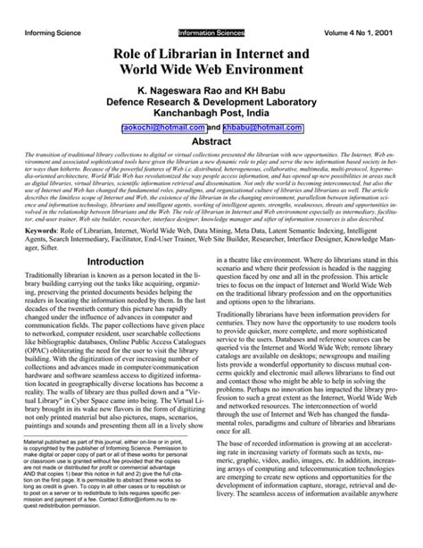 Read Role Of Librarian In Internet And World Wide Web Environment 