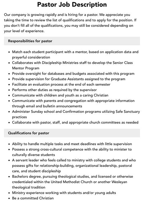 Download Role Responsibilities Of Pastor Teachers 