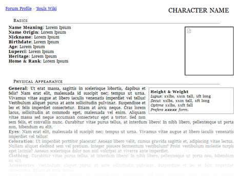 roleplay biography form