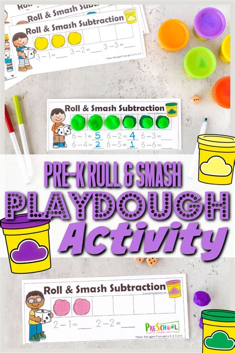 Roll Amp Smash Pre K Math Playdough Subtraction Preschool Subtraction Activities - Preschool Subtraction Activities