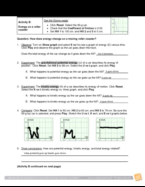 Roller Coaster Gizmo Answer Key