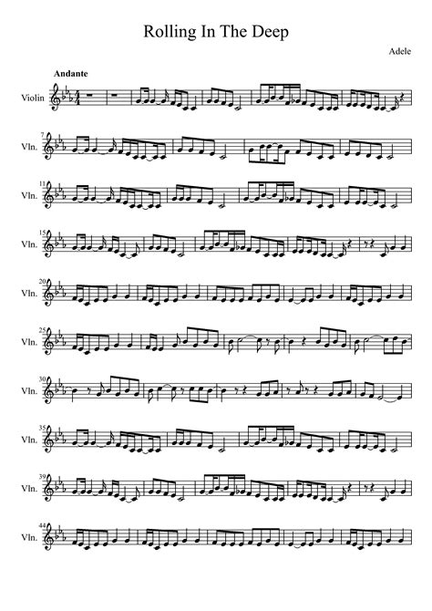 Rolling In The Deep Sheet Music Piano