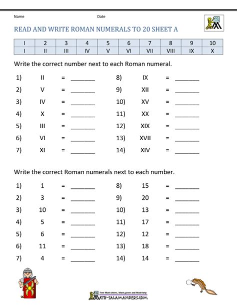 Roman Numbers Worksheet
