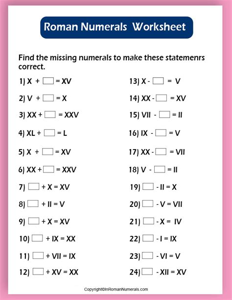 Roman Numerals Worksheets Grade 2 3 4 5 Roman Numeral Worksheet - Roman Numeral Worksheet