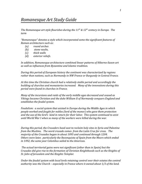 Romanesque Art Study Guide