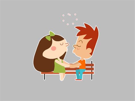 romantic cheek kisses gif images cartoon
