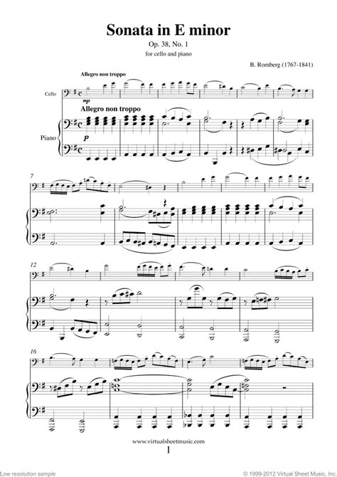 Read Romberg Sonata In E Minor Op 38 No 1 For Cello And Piano 