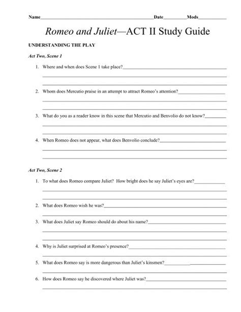 Romeo Amp Juliet Novel Study Guide Grades 7 Romeo And Juliet Worksheet Answer Key - Romeo And Juliet Worksheet Answer Key