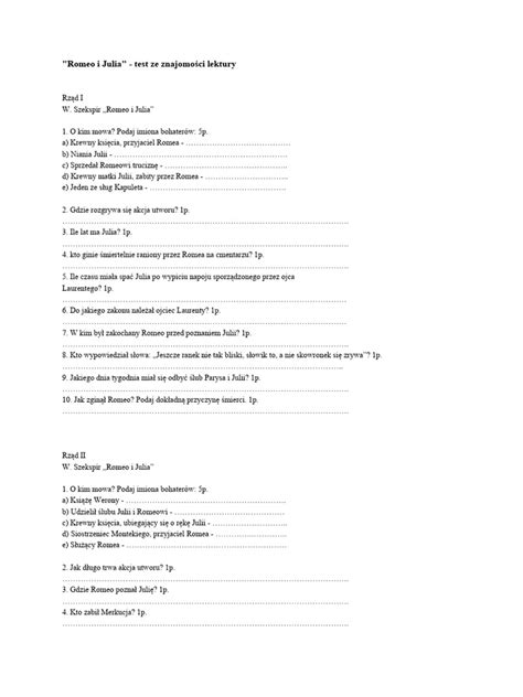 Romeo I Julia Test