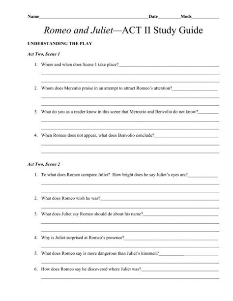 Read Romeo And Juliet Act 2 Scene Study Guide Answers 