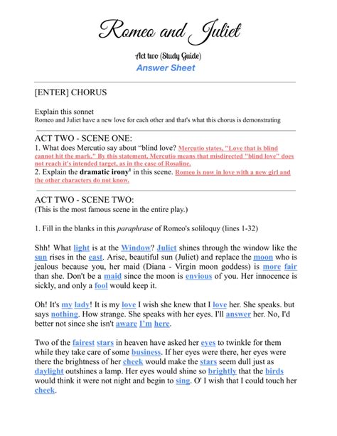 Full Download Romeo And Juliet Act 2 Study Guide 