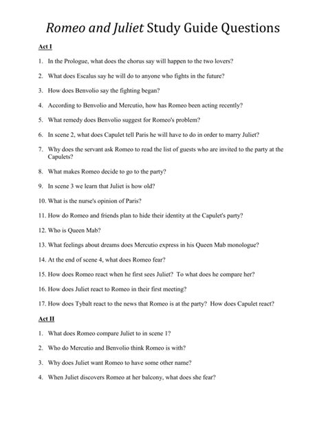 Read Online Romeo And Juliet Study Guide Questions 