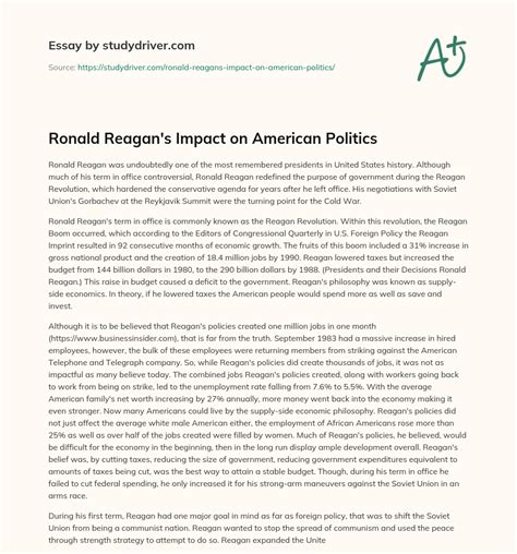 Full Download Ronald Reagan Research Paper Topics 