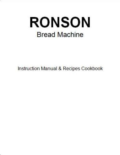 Read Ronson Breadmaker 9110 Instruction Manual 
