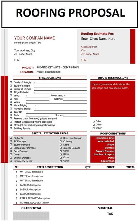 Roofing Contractor Proposal Template