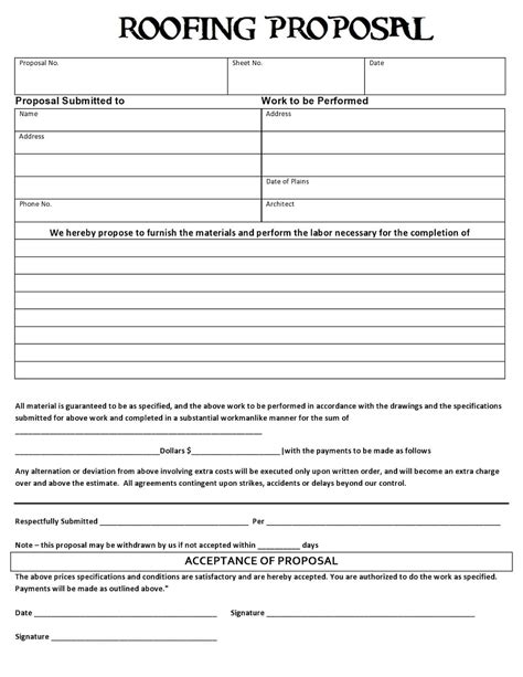 roofing proposal form printable