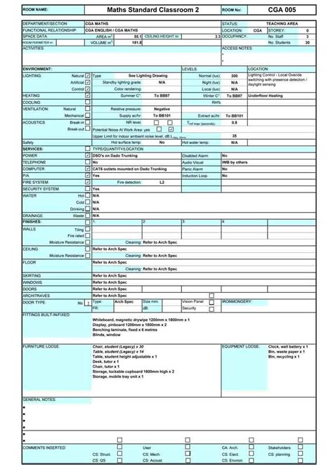 room data sheets Google Search Data sheets, Sheets, Revit family