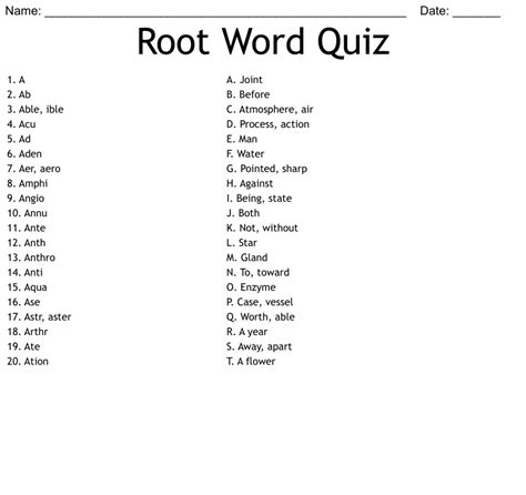 Root Word Quiz Grammarquiz Net Root Words Science - Root Words Science