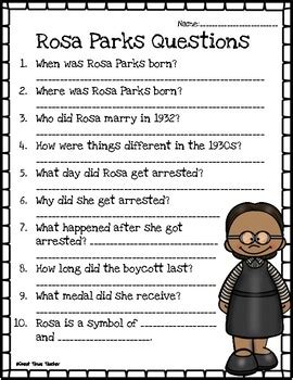 Read Rosa Parks My Story Comprehension Questions 