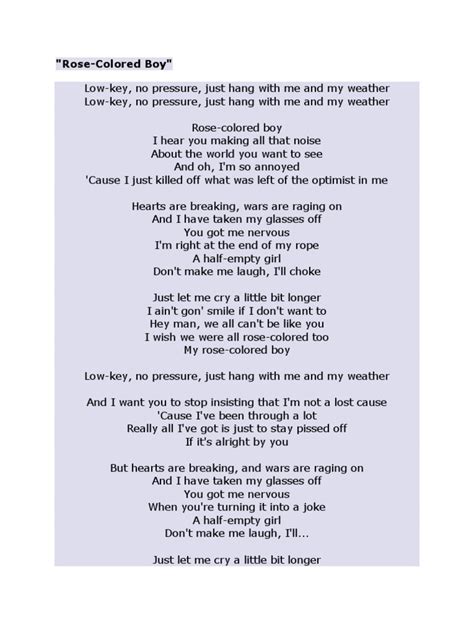 rose colored boy lyrics