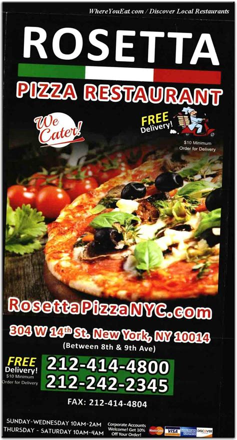 Rosetta Pizza Menu