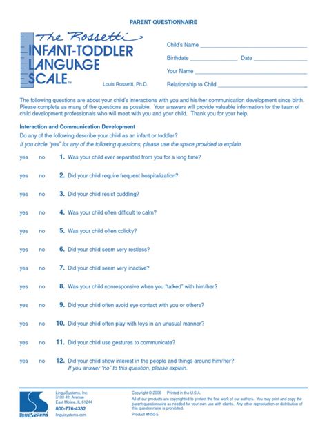 Rossetti Parent Questionnaire