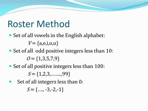 Roster Method For Sets Repeat Numbers