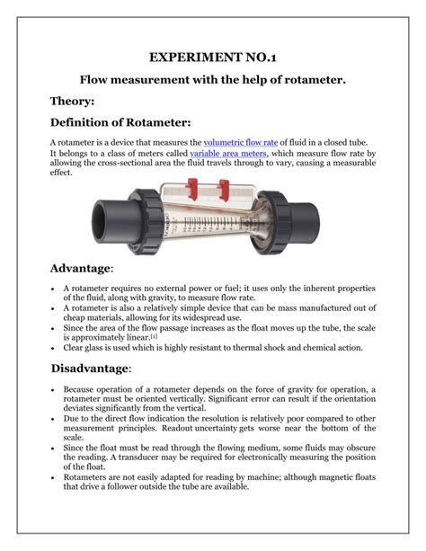 Rotameter Experiment Lab Report