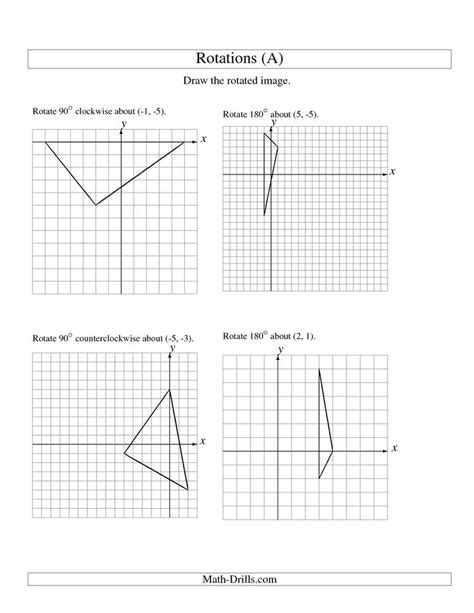 Rotation Of 3 Vertices Around Any Point A Rotations Geometry Worksheet - Rotations Geometry Worksheet