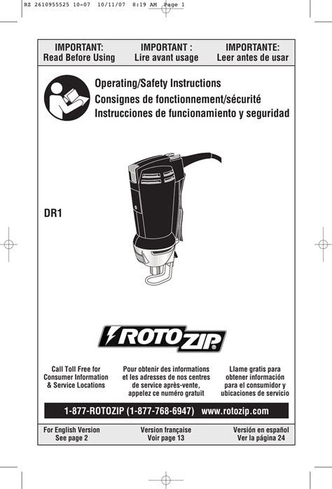 Read Rotozip Manual User Guide 