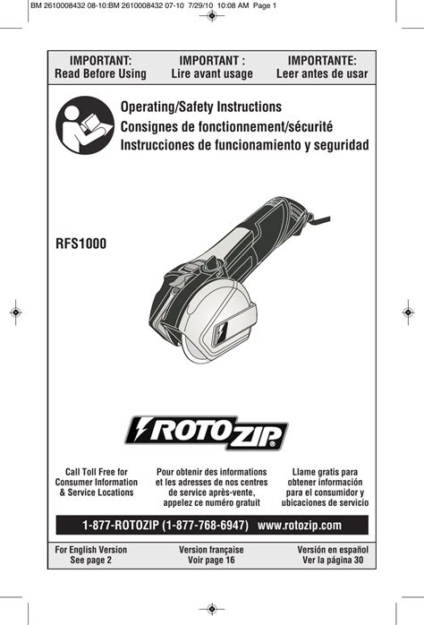 Read Rotozip Manual User Guide 