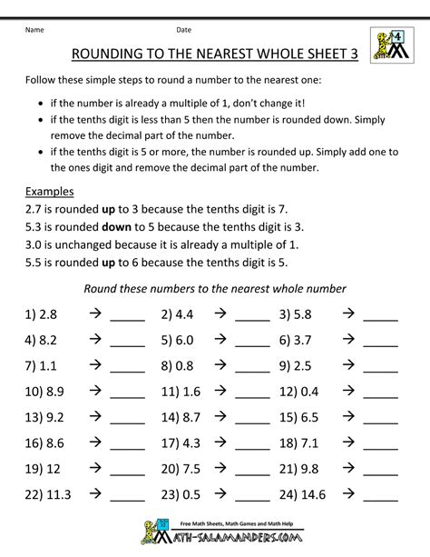 Rounding Decimals To The Nearest Whole Math Salamanders Rounding Decimals On A Number Line - Rounding Decimals On A Number Line