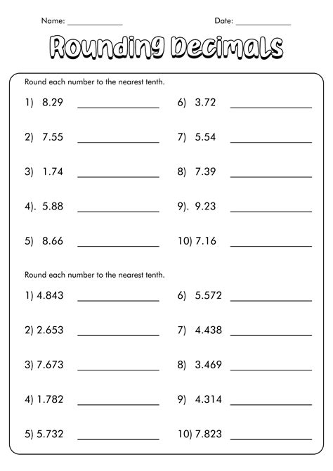 Rounding Decimals Worksheets Elementary Studies Round To The Nearest Tenth Worksheet - Round To The Nearest Tenth Worksheet
