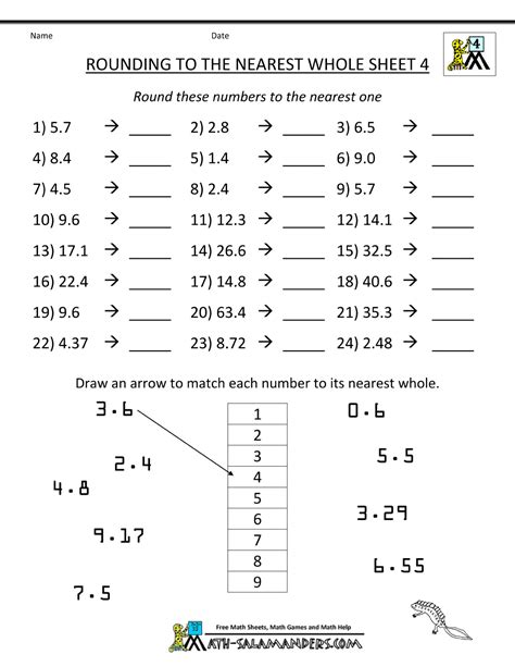 Rounding Fractions To The Nearest Whole A Math Rounding Fractions Worksheet - Rounding Fractions Worksheet