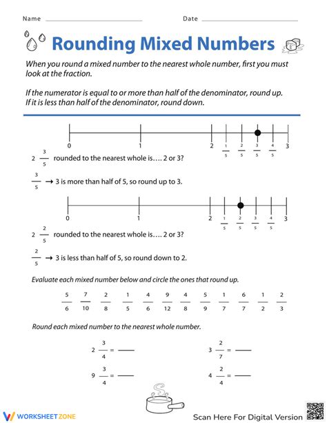 Rounding Mixed Numbers Worksheets Tutoring Hour Rounding Fractions Worksheet - Rounding Fractions Worksheet